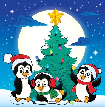 Christmas tree and penguins image 4