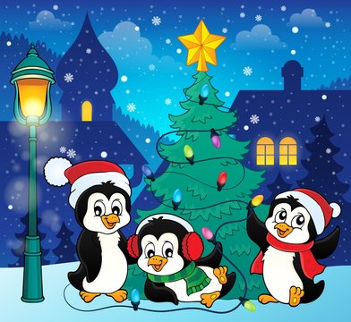Christmas tree and penguins image 5