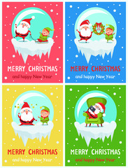 Merry Christmas Happy New Year Santa Elf Banners