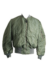 1970 USAF US Air Force Flying Bomber MA-1 Pilot Flight Jacket Authentic Vintage Front View Isolate