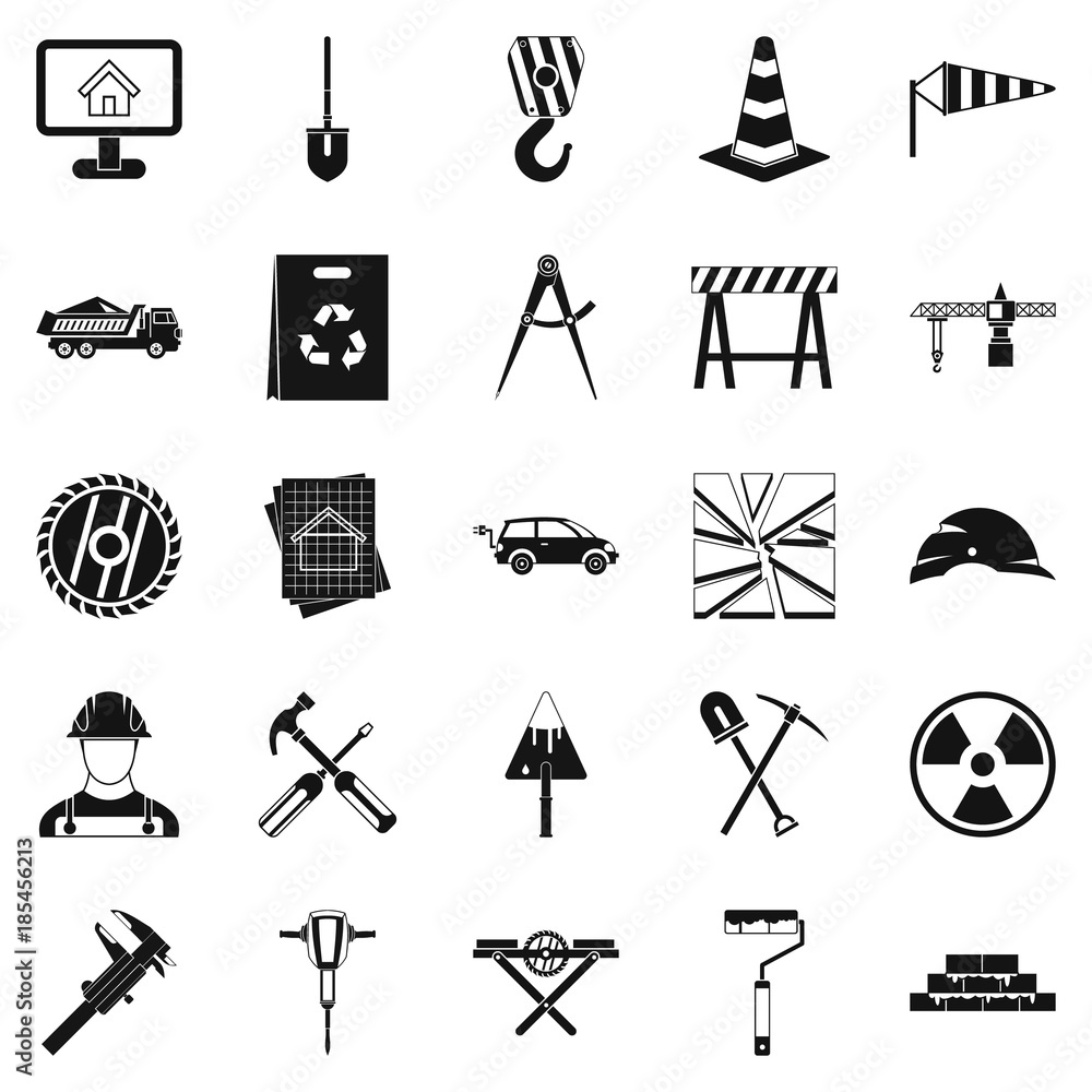 Poster Counting material icons set, simple style