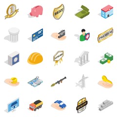 Corporate ethics icons set, isometric style