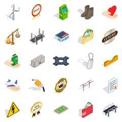 Profitable enterprise icons set, isometric style