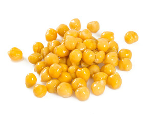 preserved chickpeas isolated on white