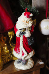 Holy Santa, Santas, happy, Christmas tree, holidays, baubles, preparations, tuning, house, ornaments, interior, fragment, mood, Christmas, tree, table, decoration, beautiful, holy Santa