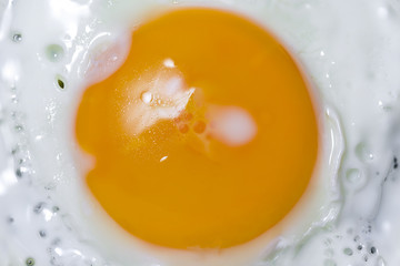 Close up view of Fried egg, top view.