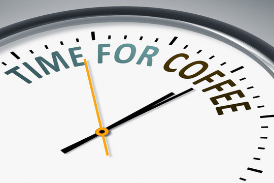 clock with text time for coffee