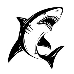 Fototapeta premium Ilustracja wektorowa zły czarny rekin na białym tle. Idealny do nadruku na koszulkach, kubkach, czapkach, logo, maskotkach lub innych projektach reklamowych