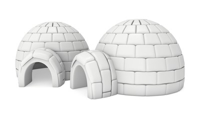 Igloo icehouse isolated on white background 3d render illustration. Snowhouse or snowhut. Eskimo shelter built of ice