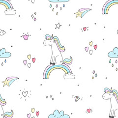 cute unicorn vector pattern