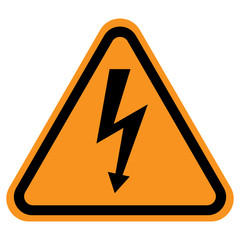 HIGH VOLTAGE  danger sign in yellow triangle. Vector icon.