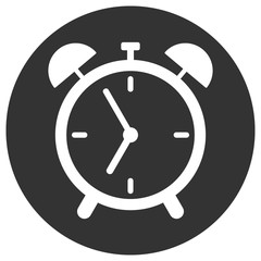 Retro alarm clock icon in circle. Fully editable. Vector.
