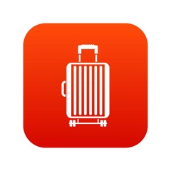 Suitcase on wheels icon digital red