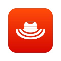 Women beach hat icon digital red