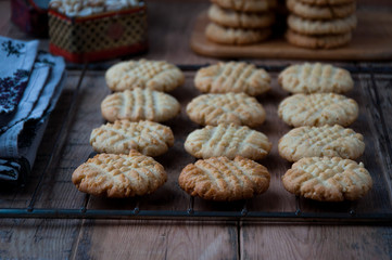 Homemade cookies with a pattern in the form of a mesh