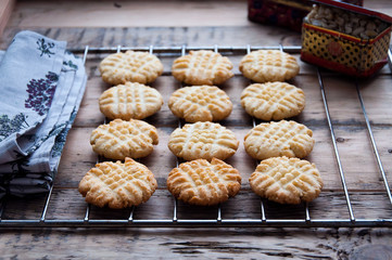 Homemade cookies with a pattern in the form of a mesh