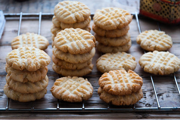 Homemade cookies with a pattern in the form of a mesh