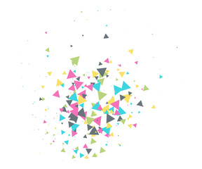 Colorful Shatter Vector Background. Atomic Bomb Explosion, Blast, Bang, Boom Concept. Broken Glass, Technology Futuristic Design. Moving Colorful Shatter Fragments. Cool Falling Triangles Explosion