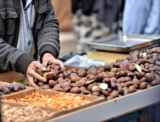 hot chestnuts in the market of the old city of jerusalem