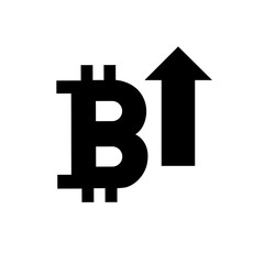 Bitcoin up arrow vector icon