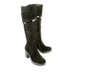 Ladies boots isolated on white background. Comfortable modern shoes