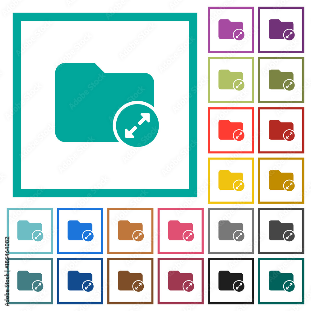 Poster uncompress directory flat color icons with quadrant frames