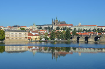 Fototapeta na wymiar Prague - Charles Bridge and St. Vitus Cathedral