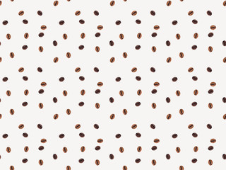 top view of seamless pattern made from coffee beans isolated on white