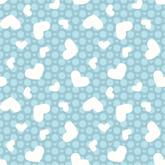 Fototapeta na wymiar Vector seamless background with dots and hearts. Wedding or Valentine's Day pattern