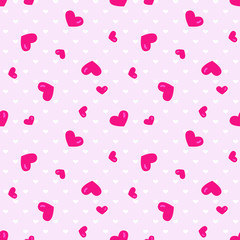 Vector seamless  background with pink heart. Wedding or Valentine's day pattern.