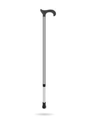 Cane telescopic with handle. Reliable support for  person when walking. Medicine and health. Isolated object. Vector illustration.