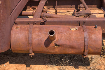 Rusty truck fuel tank in outback Queensland