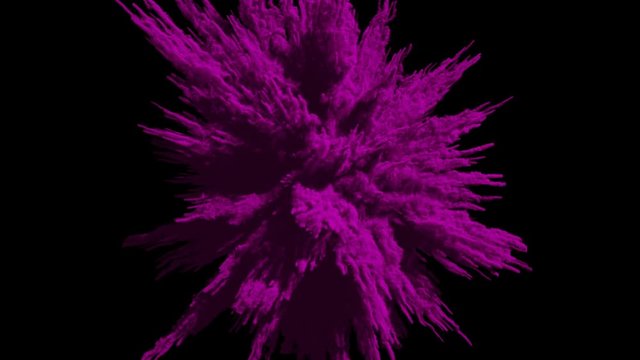 Animation of a colored explosion of a powderl. 3D rendering.