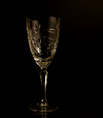 clear glass on black background