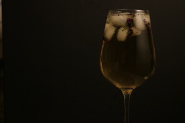 clear glass on black background