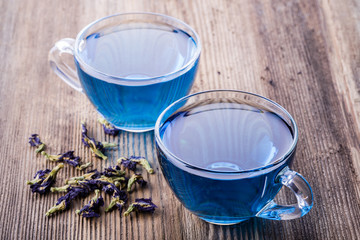 Two cups of Butterfly pea tea