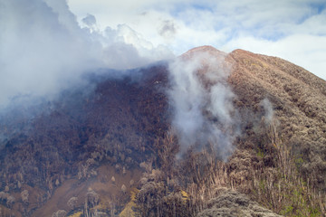 Turrialba Volcano with clouds of ash, Costa Rica