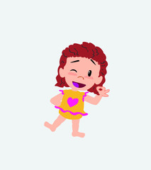 White girl in a swimsuit doing the OK sign with his hand.