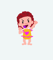 White girl in a swimsuit cheering enthusiastically.