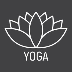 Lotus line icon, fitness and sport, yoga sign vector graphics, a linear pattern on a black background, eps 10.