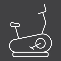 Stationary bicycle line icon, fitness and sport, Exercise Bike sign vector graphics, a linear pattern on a black background, eps 10.