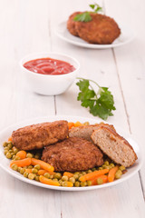 Meatballs on white dish.