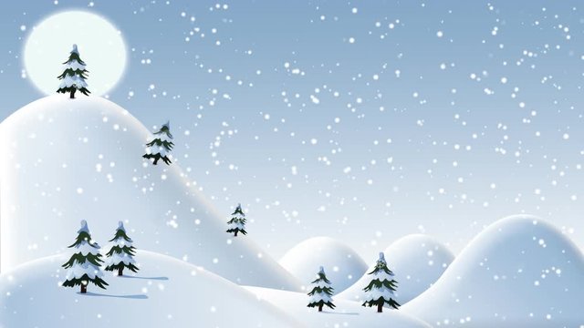 christmas snow covered hills with trees day