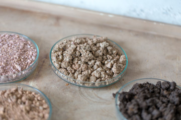 Analysis of soil samples in laboratory.