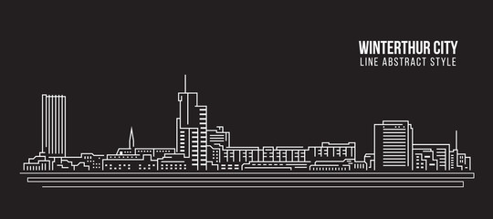 Cityscape Building Line art Vector Illustration design - Winterthur city