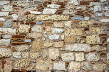 Stone wall texture, detail from old church in Athens, Greece