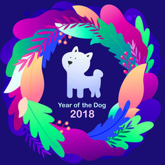 2018 Year of The Dog wreath greeting card