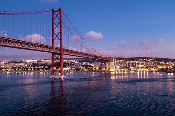 Fototapeta na wymiar Ponte 25 de Abril Bridge Lisboa Portugal