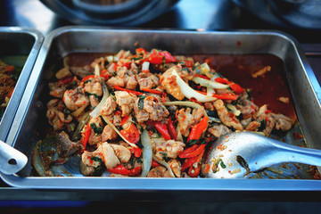 Traditional Thai stir fry noodles - padthai street Thai food