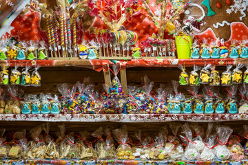 Fototapeta premium Christmas Bazaar, Cookies, Candy, Sweet Wonders of Winter Holidays.